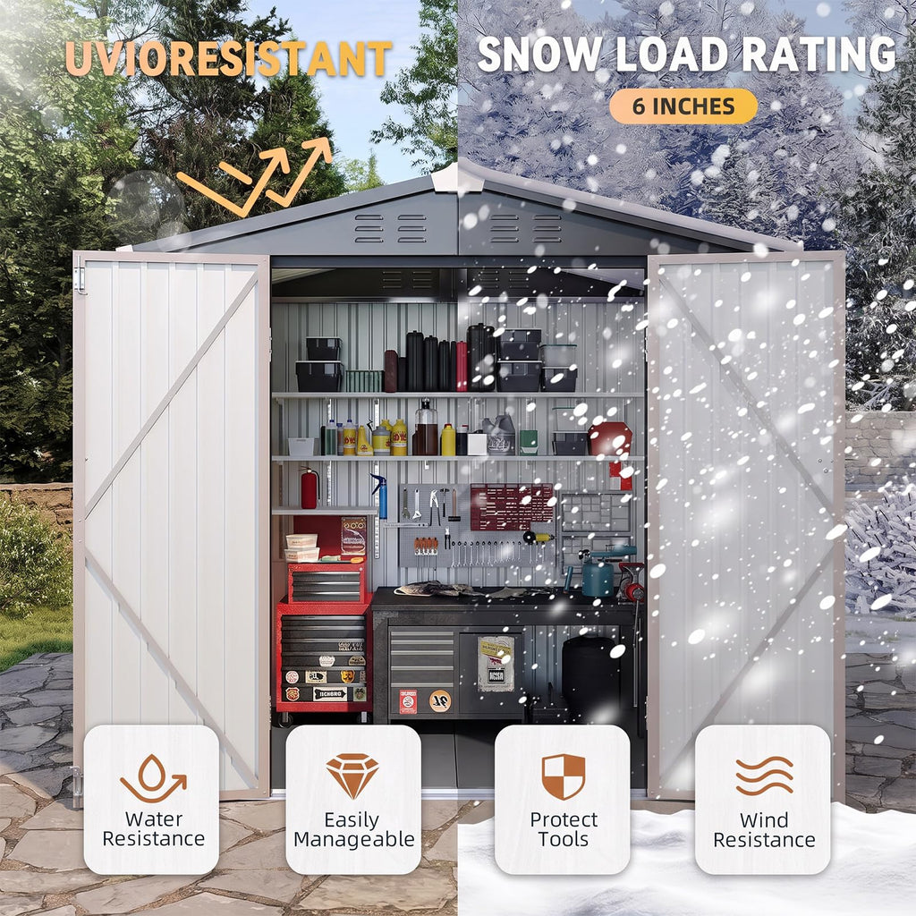 Brown Galvanized Steel Outdoor Storage Shed G586