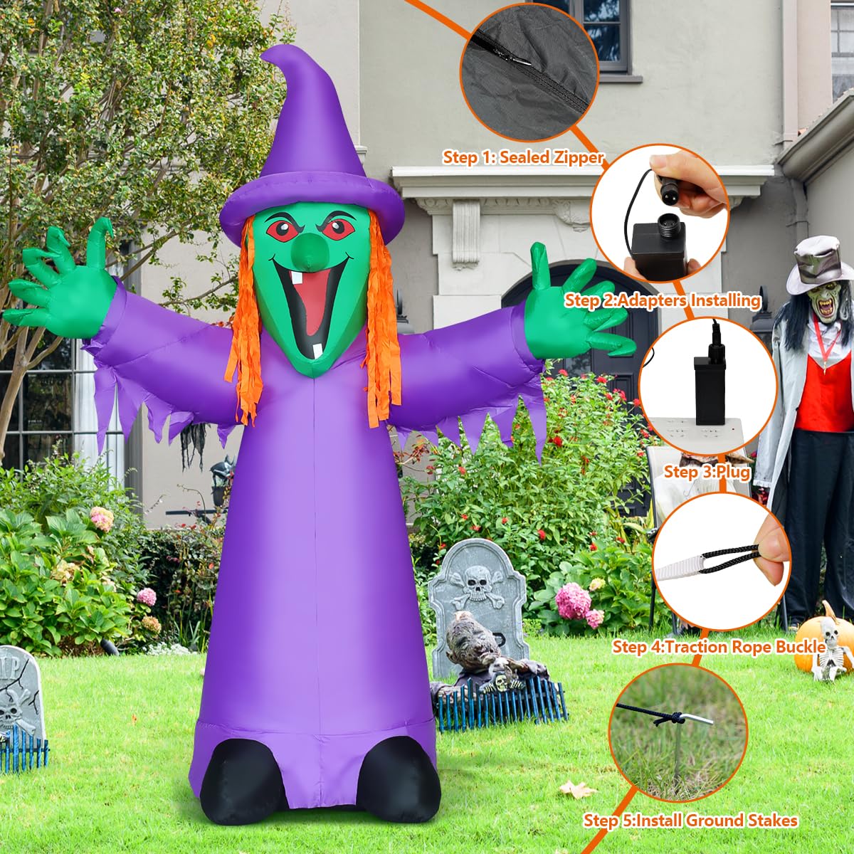 8FT Purple Halloween Inflatables with LEDs P327
