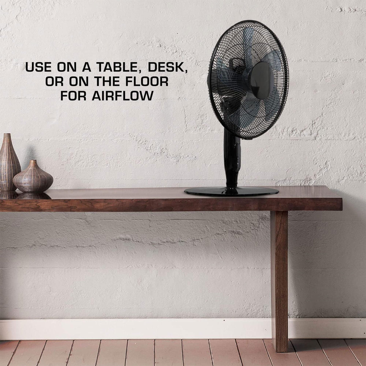 Black 16in Oscillating Pedestal Fan with Remote K3023