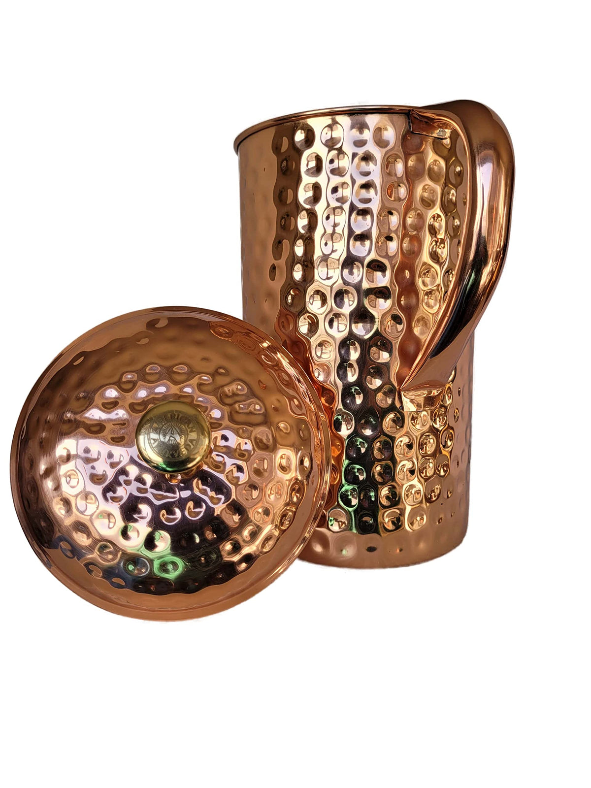 Half Gallon Hammered Pure Copper Pitcher with Lid E13478