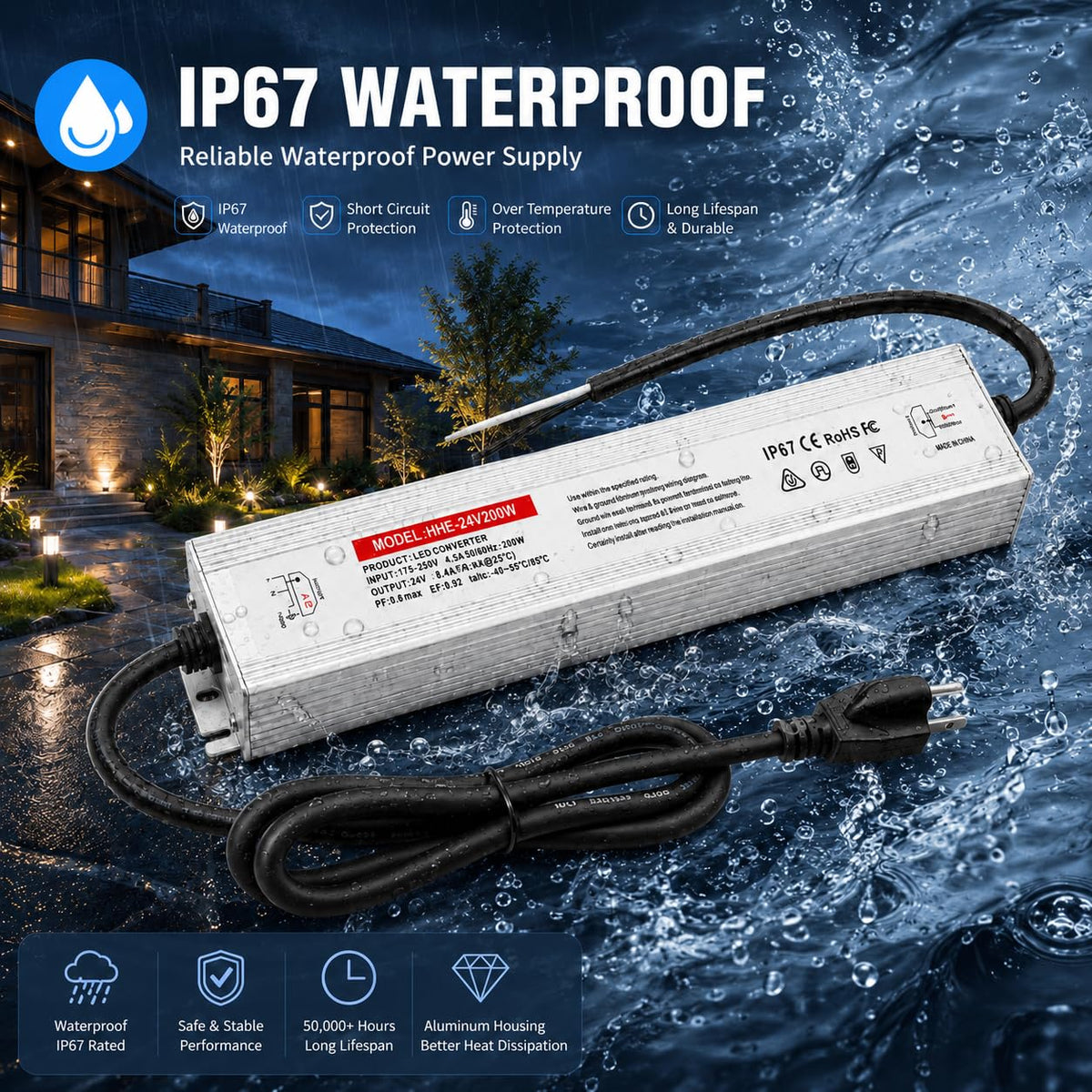 24V 200W IP67 Waterproof LED Power Supply X298