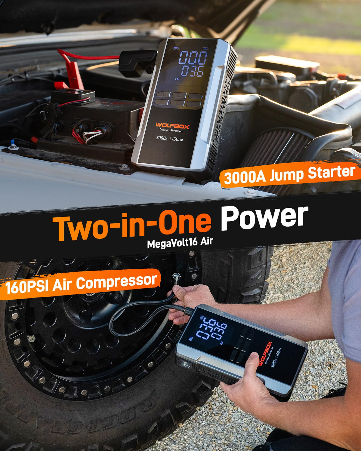 3000A Jump Starter with Air Compressor A517220