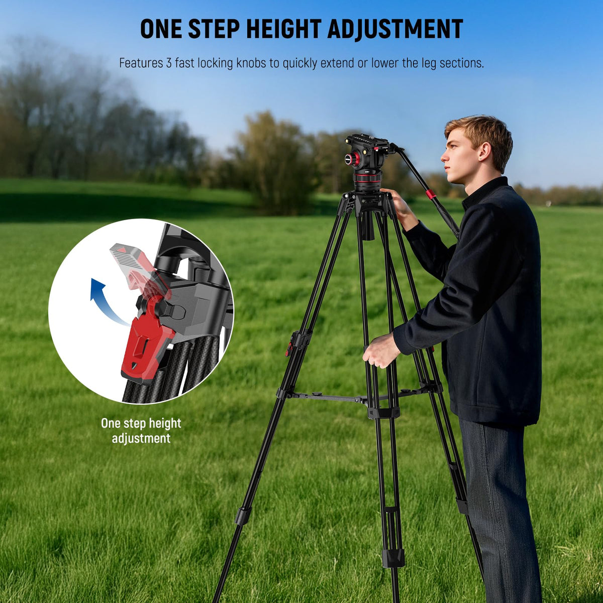 Carbon Fiber Video Camera Tripod with Fluid Head I346