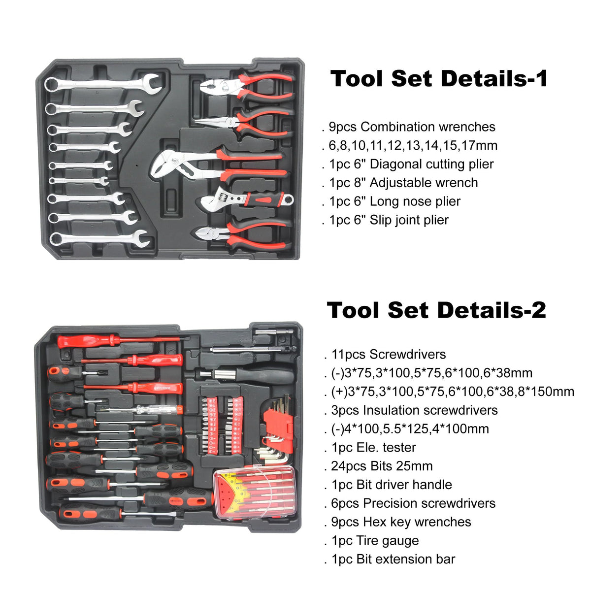 899pcs Rolling Tool Box Set with 4 Drawer Organizer Storage Case M829
