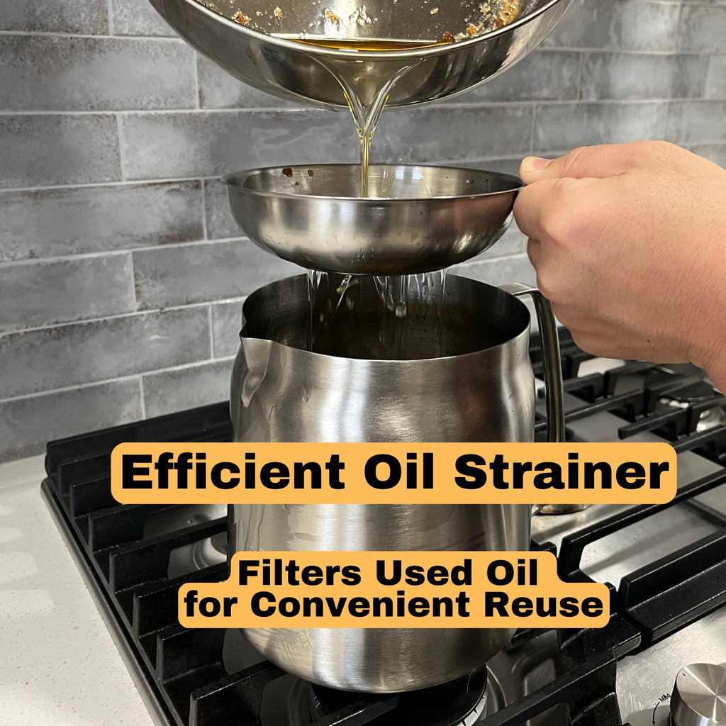 304 Stainless Steel Deep Fryer Pot with Basket and Oil Strainer, 3.5 L I280