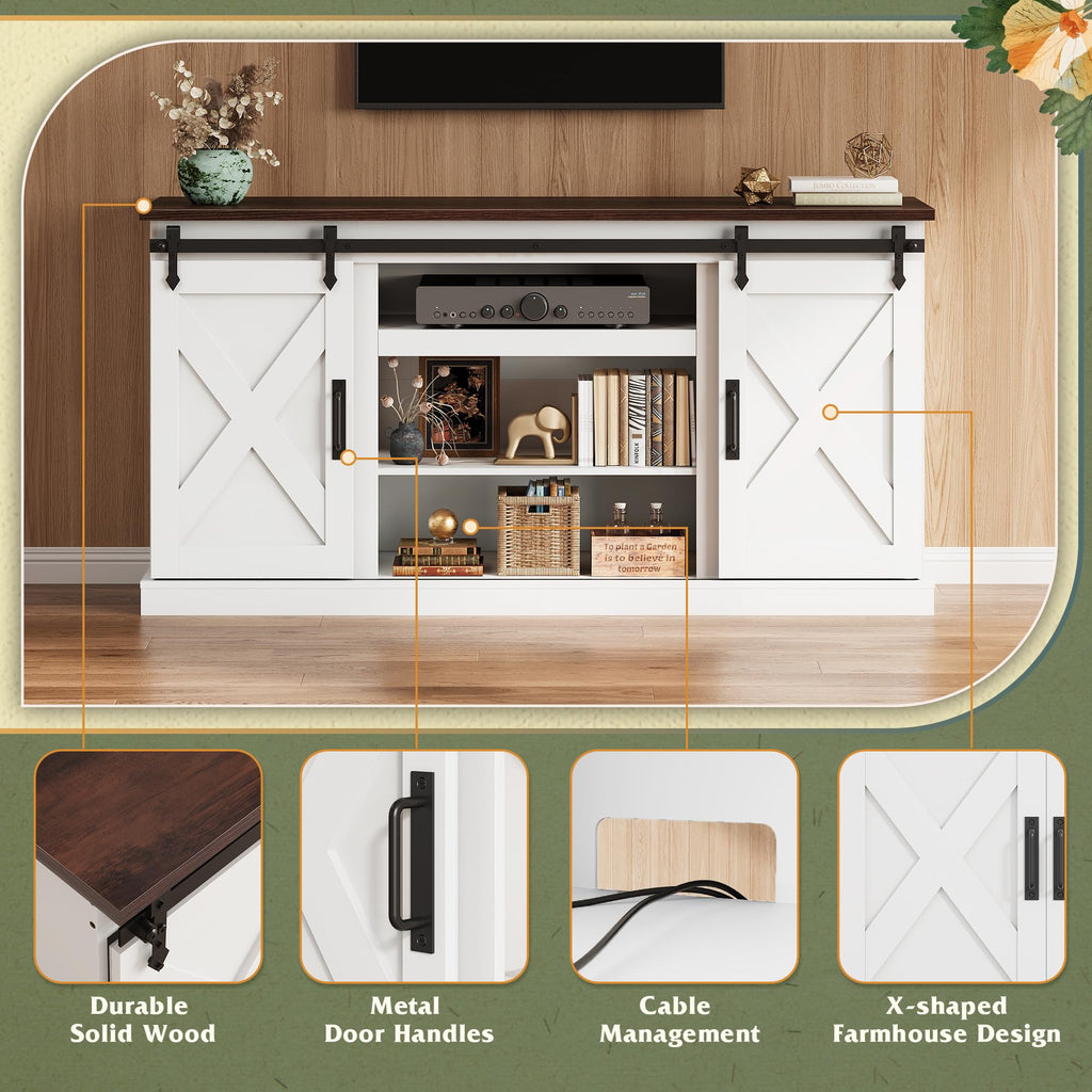 White Sliding Barn Door TV Stand K1264