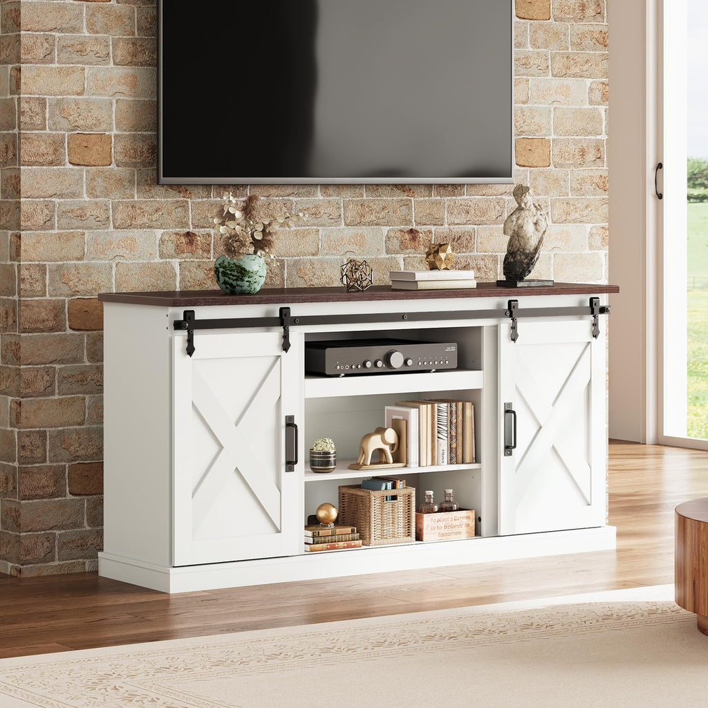 White Sliding Barn Door TV Stand K1264