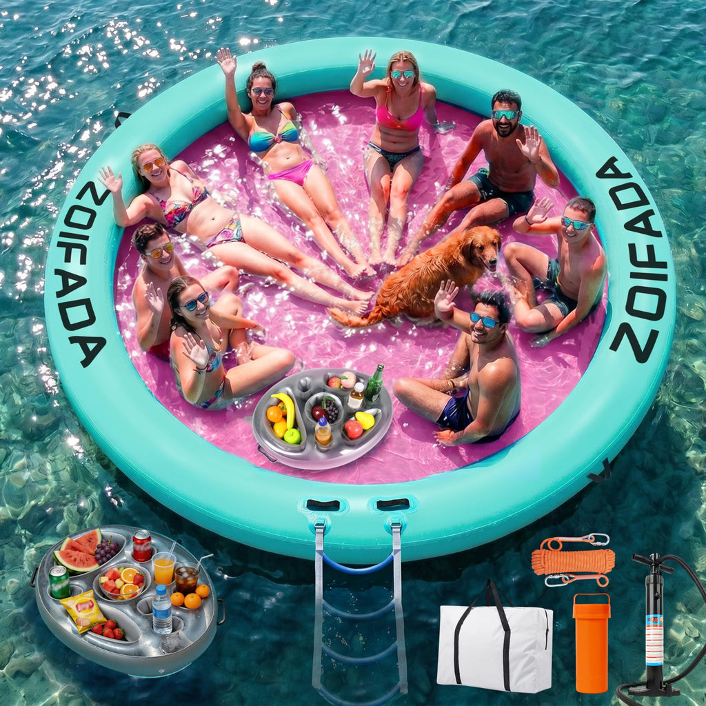 Inflatable Round Floating Ring with Cup Holder D31149