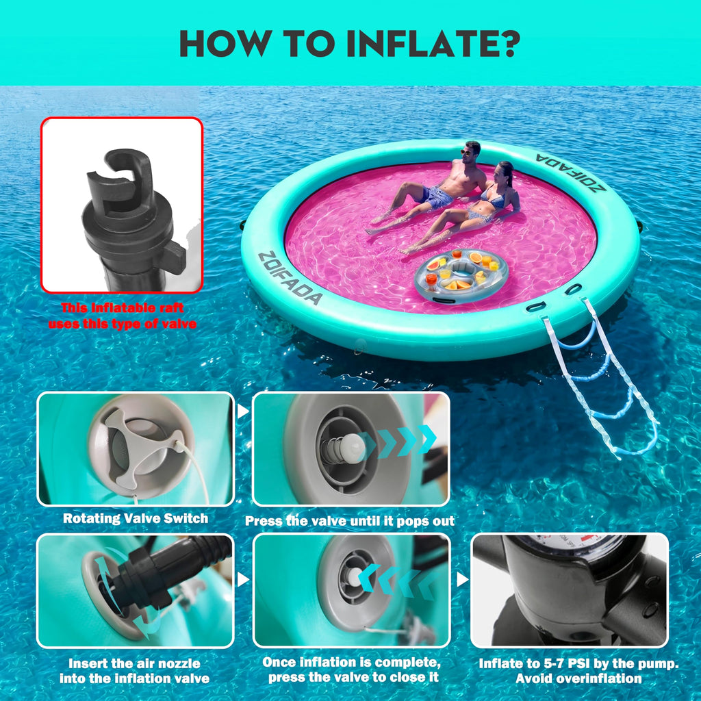 Inflatable Round Floating Ring with Cup Holder D31149