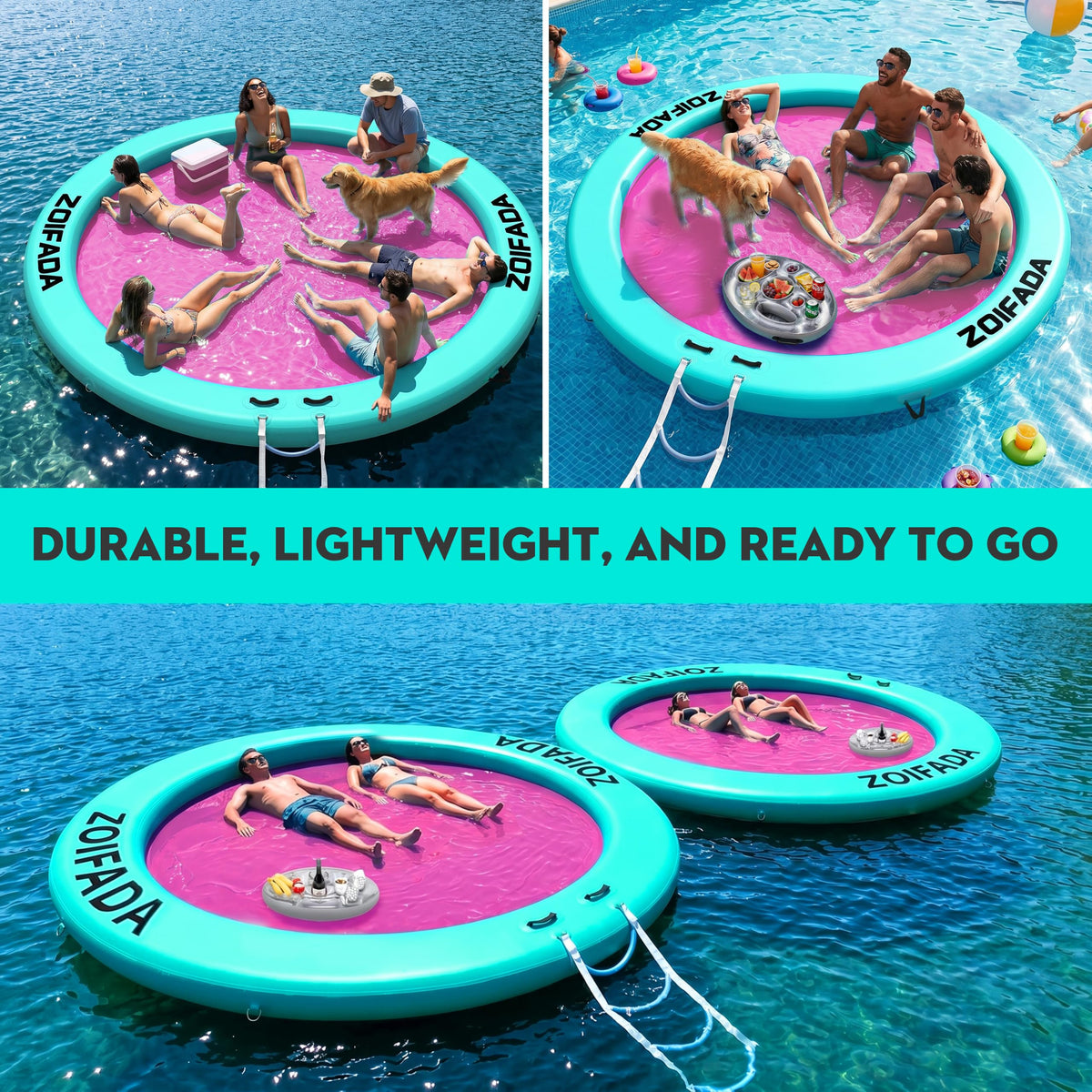 Inflatable Round Floating Ring with Cup Holder D31149