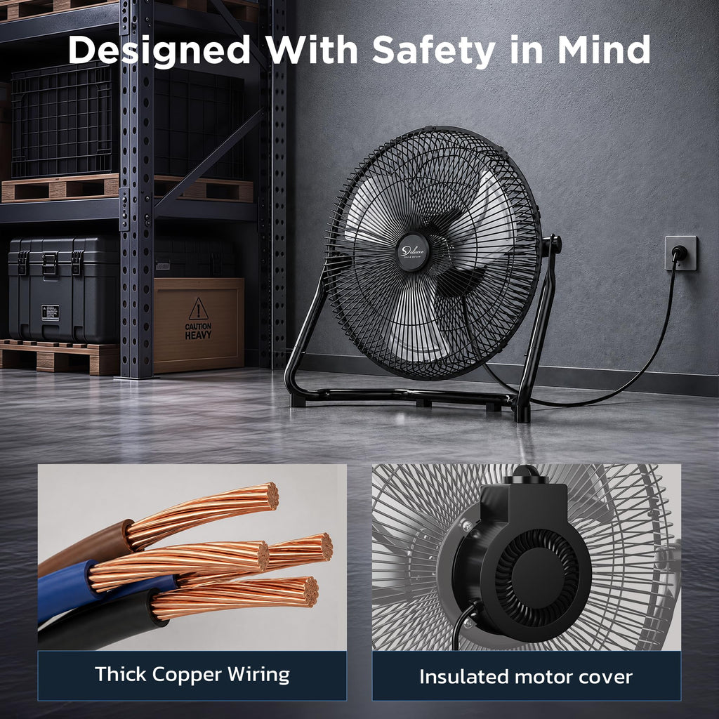 20 Inch 3-Speed Oscillating Metal Floor Fan M40674