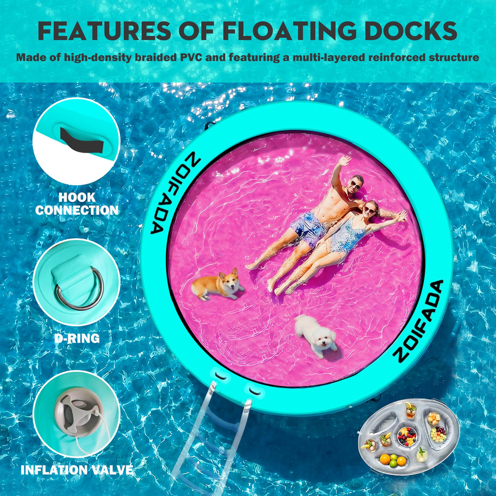 Inflatable Round Floating Ring with Cup Holder D31149