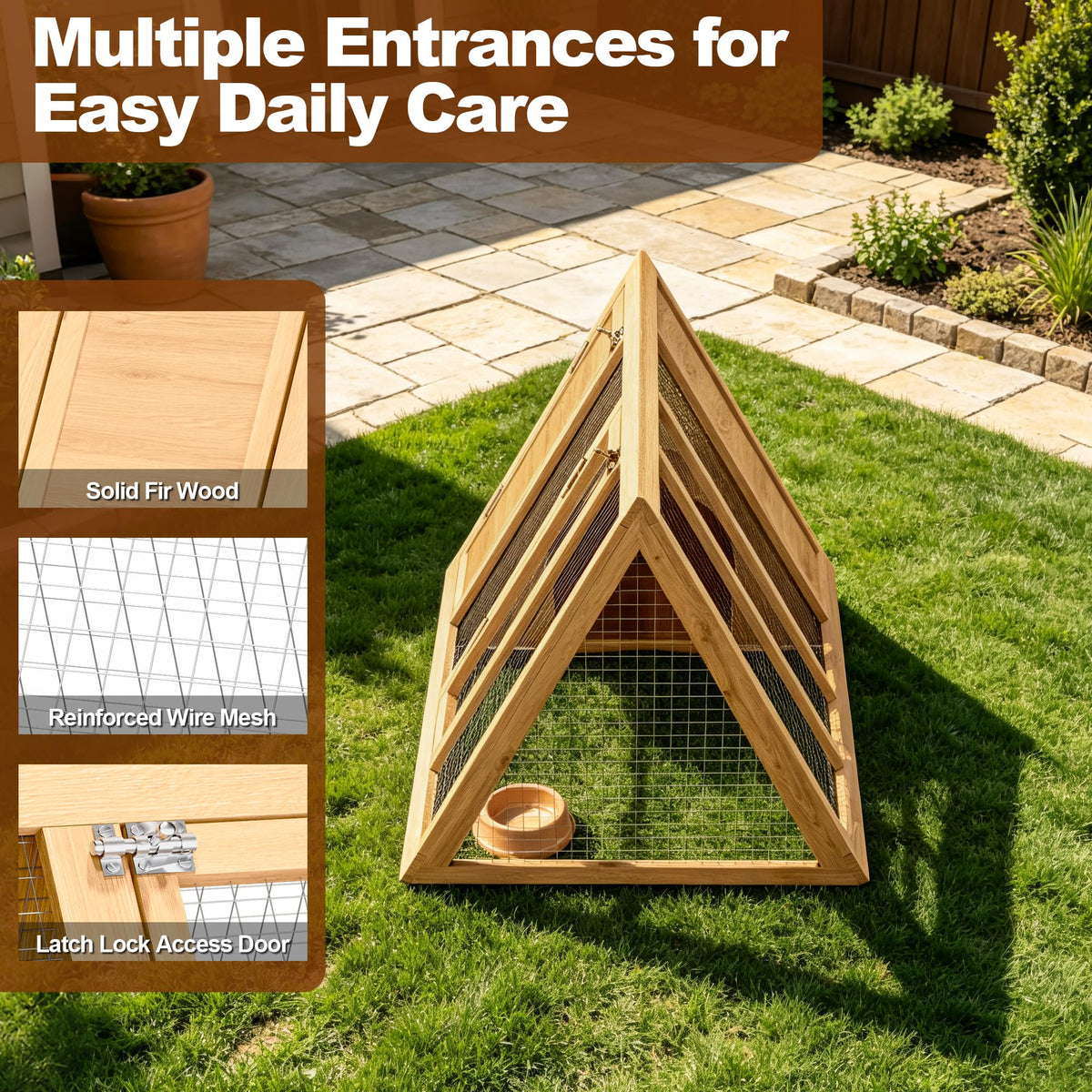 A-Frame Wooden Rabbit Hutch with Run H950