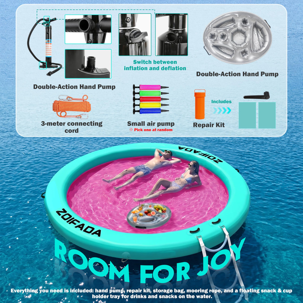 Inflatable Round Floating Ring with Cup Holder D31149