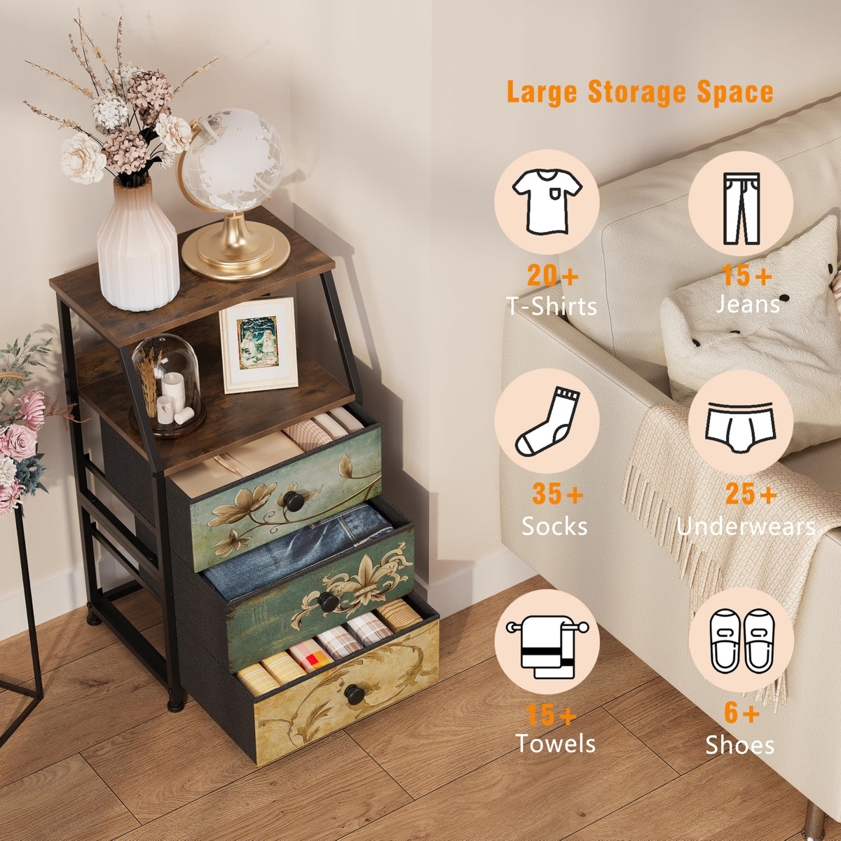 Fabric Drawers Dresser Storage Tower K83261