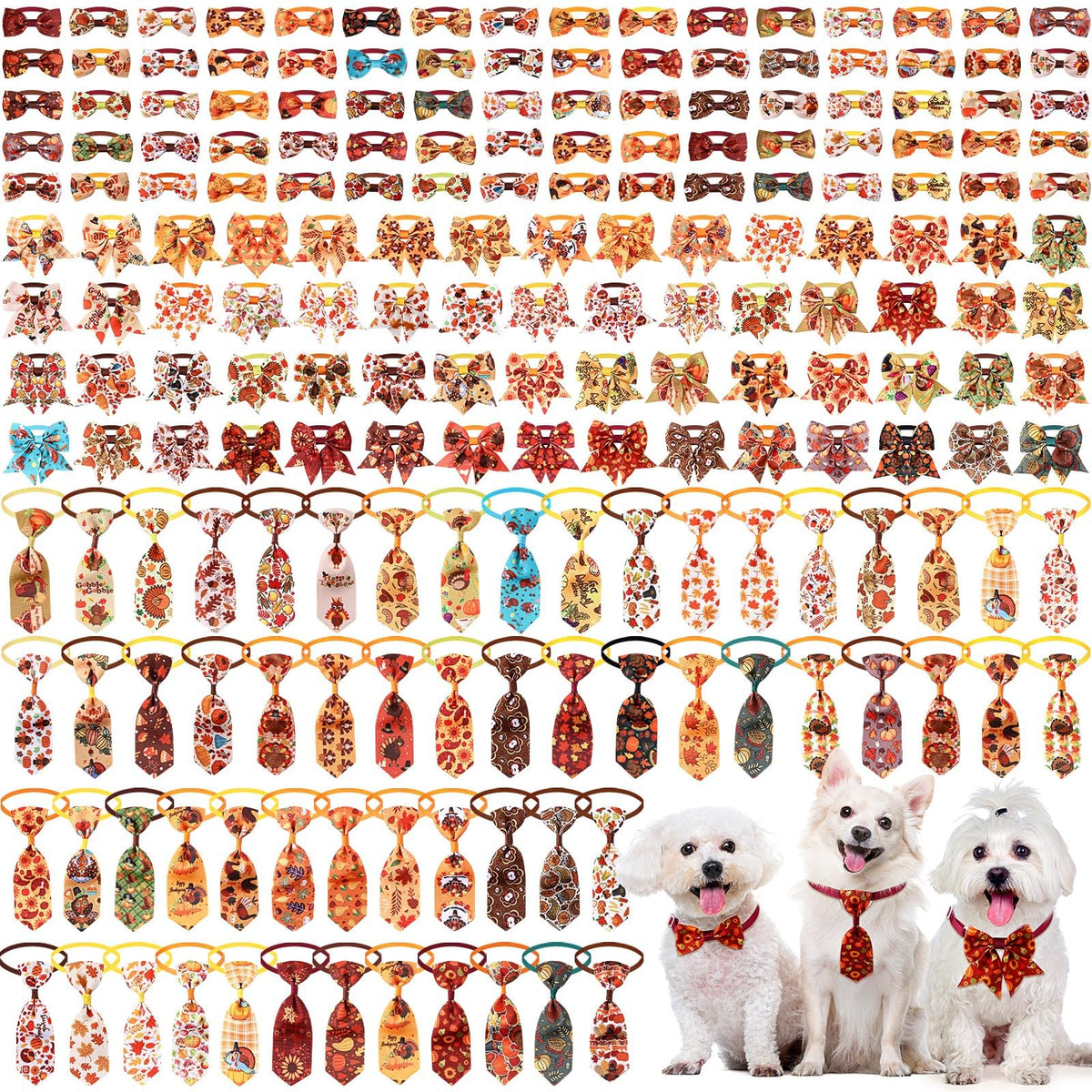 200 Pcs Dog Bow Ties Collars Set S160
