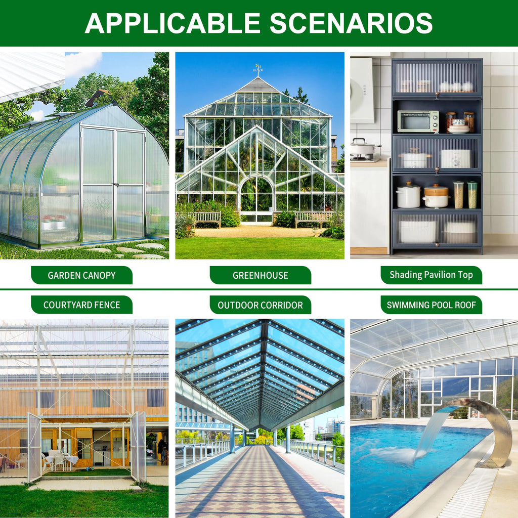 12 PCS Polycarbonate Greenhouse Panels 4' x 2' x 0.32'' T9736
