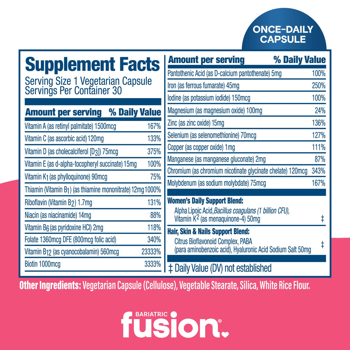 Women's Bariatric Vitamin with Iron, 30 Capsules K236