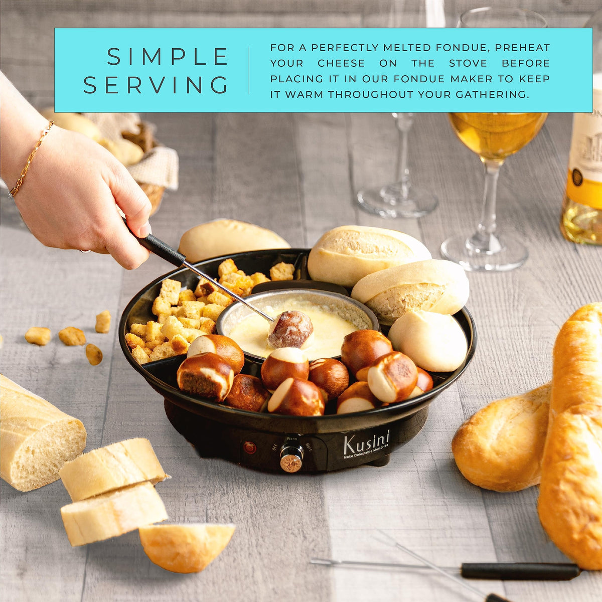 Electric Fondue Pot Set with Temperature Control A2712
