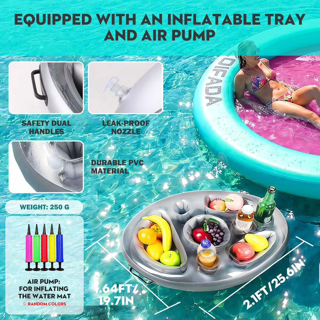 Inflatable Round Floating Ring with Cup Holder D31149