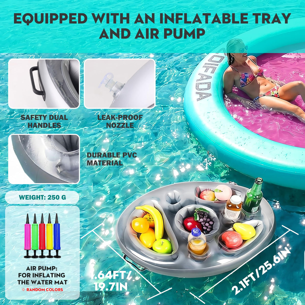 Inflatable Round Floating Ring with Cup Holder D31149
