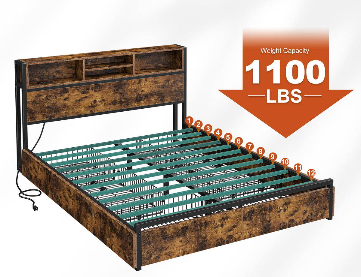 Queen Bed Frame with 6 Storage Drawers E71113