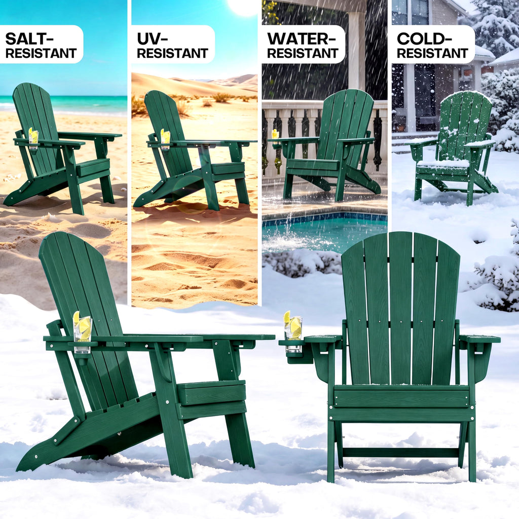Folding Adjustable Adirondack Chair Set of 2 Green C265