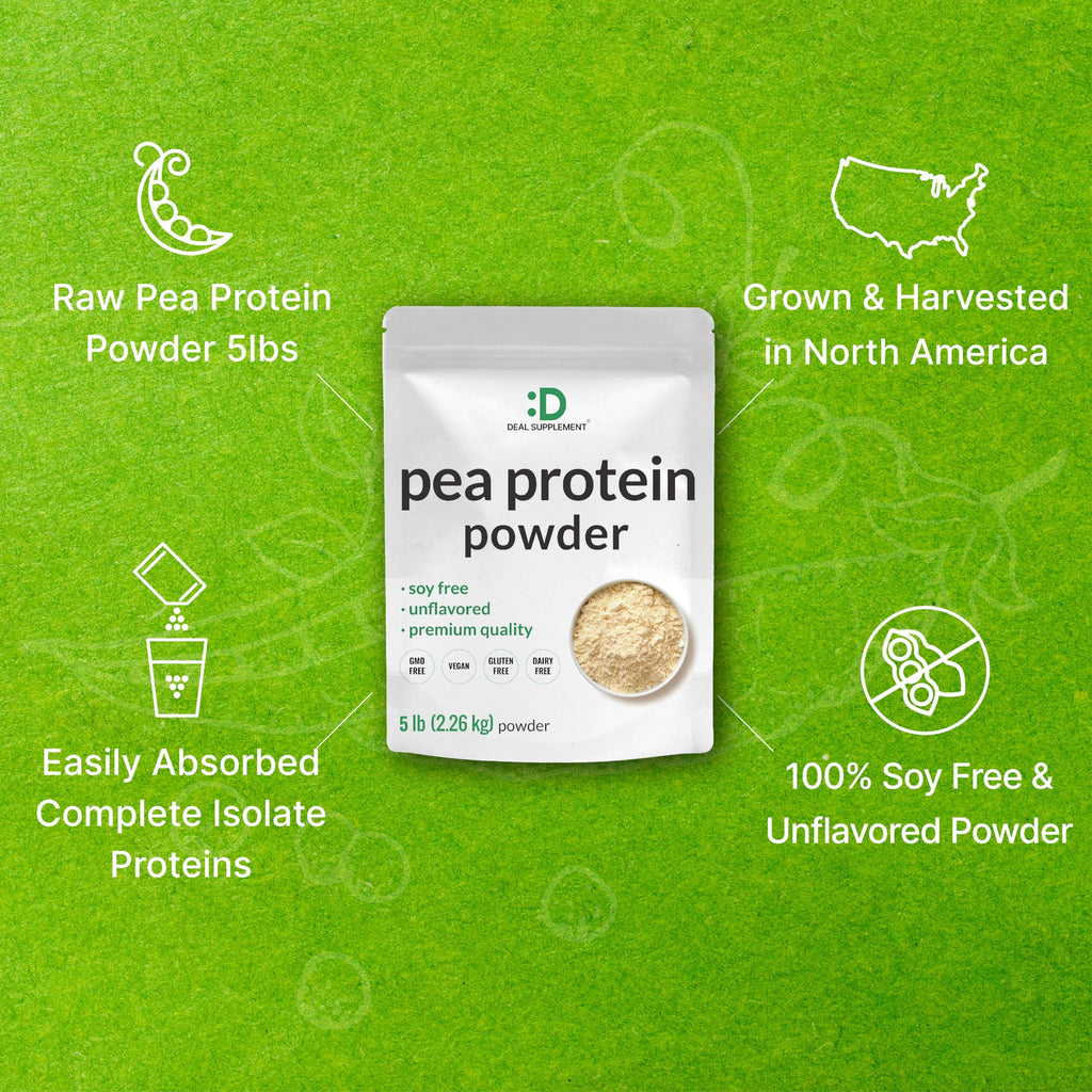 Unflavored Pea Protein Powder 5lbs Isolate Vegan Soy Free K866