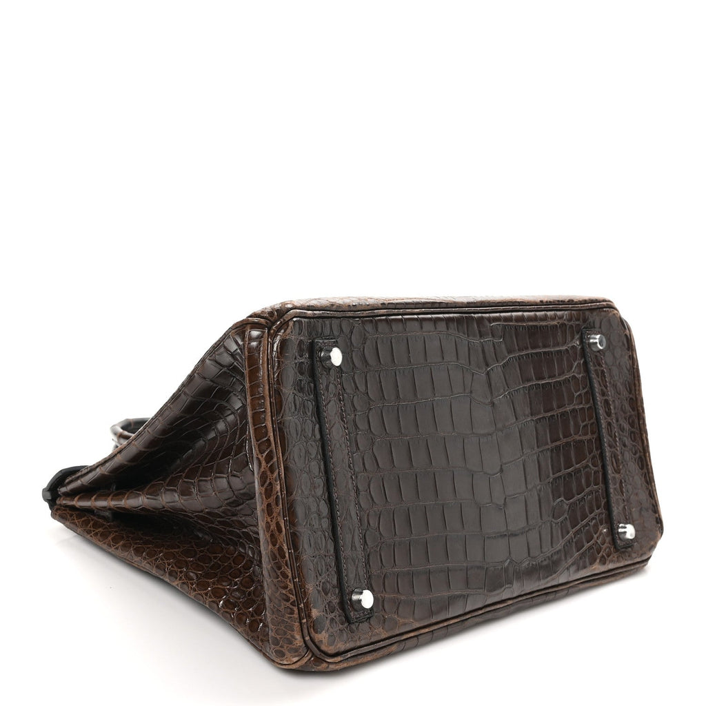 Shiny Porosus Crocodile Birkin 35 Havane